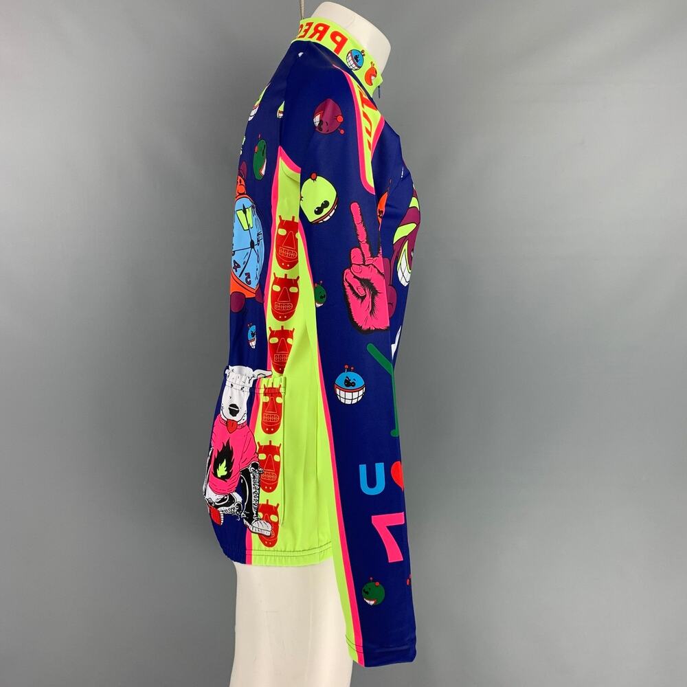 WALTER VAN BEIRENDONCK FW21 Size L Blue Graphic Nylon Jersey Bike Top - Picture 2 of 7